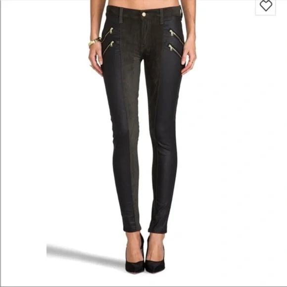 7 for all mankind faux leather & suede jegging pants - Picture 9 of 9
